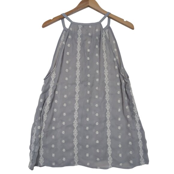 BKE Tank Top Womens L Gray Semi Sheer Embroidered Boho Festival Coastal Cowgirl - Picture 3 of 7